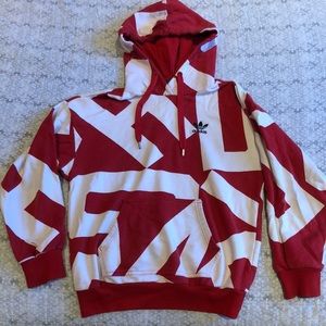 Adidas Red and White Hoodie
